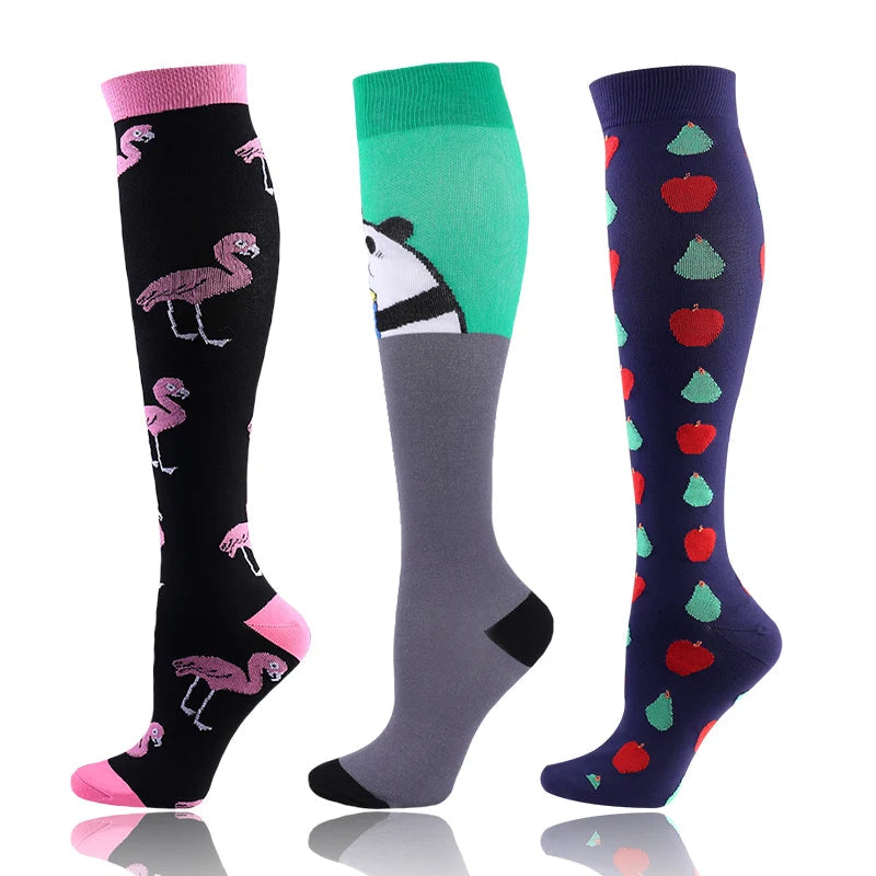 58 Styles 3 Pairs/Pack Compression Socks Knee High 30MmHg Women Men Sports Socks Edema Diabetes Varicose Veins Running Socks Quick Pick Grocers